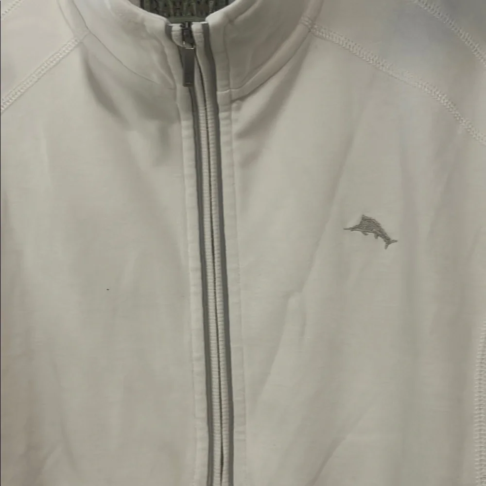 Tommy Bahama Men's sweatshirt Ivory Quarter-Zip Sweater NY JETS SIZE XL/TG